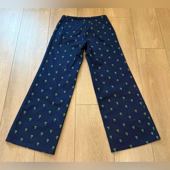 Lilly Pulitzer Navy Palm Print Drawstring Pants Size 6 - Picture 2 of 5